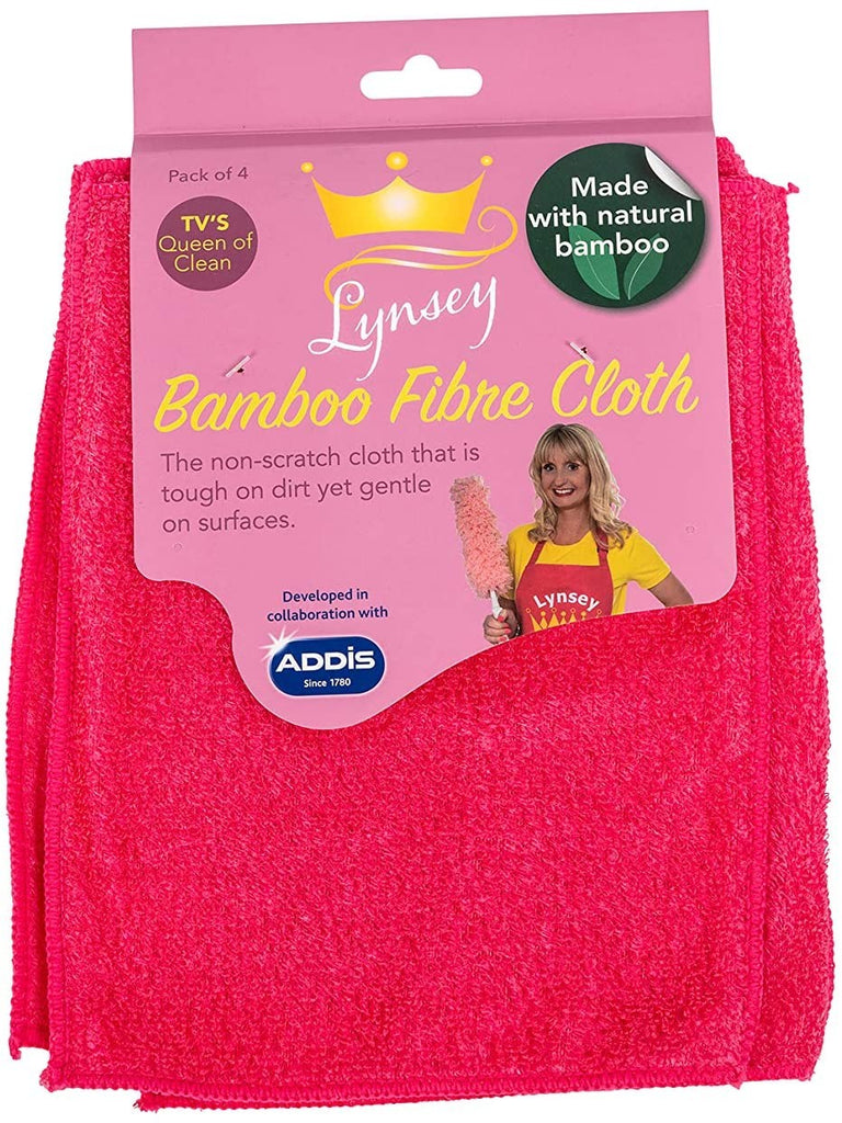 Image - Addis Lynsey Queen of Clean Bamboo Fibre Cloth 4pk, Pink