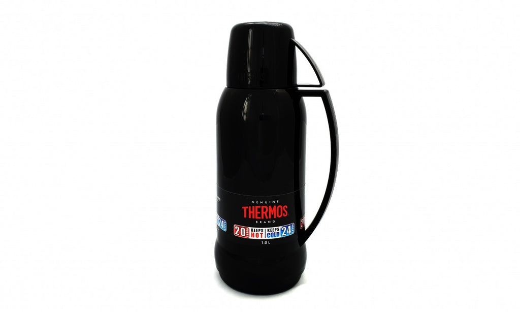 Image - Thermos Vacuum Insulated Glass Double Wall Flask, 1L, Black/Blue Assorted