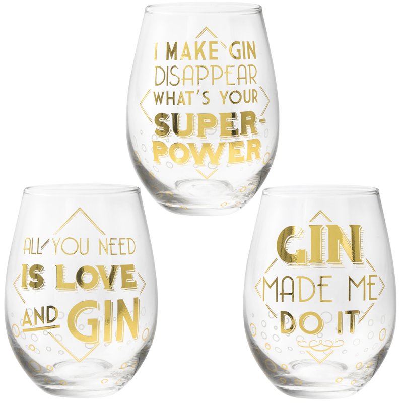 Image - Lesser & Pavey Stemless Gin Glass, Gold, Assorted
