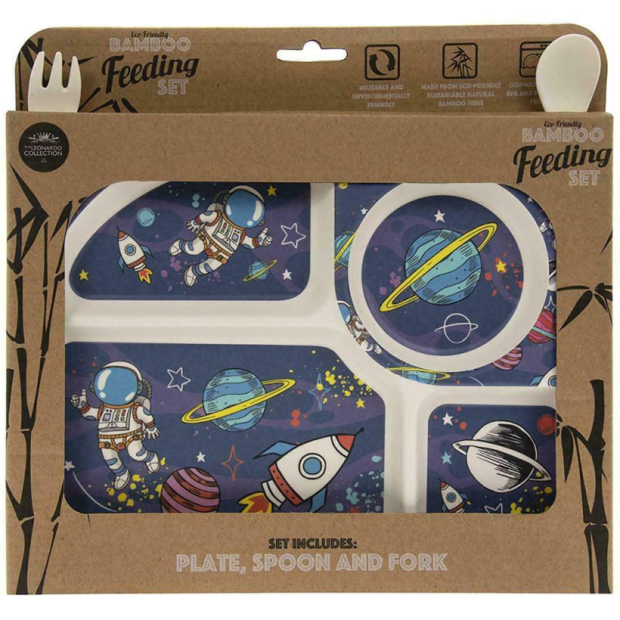 Image - Eco Friendly Bamboo Feeding Set, Space Theme
