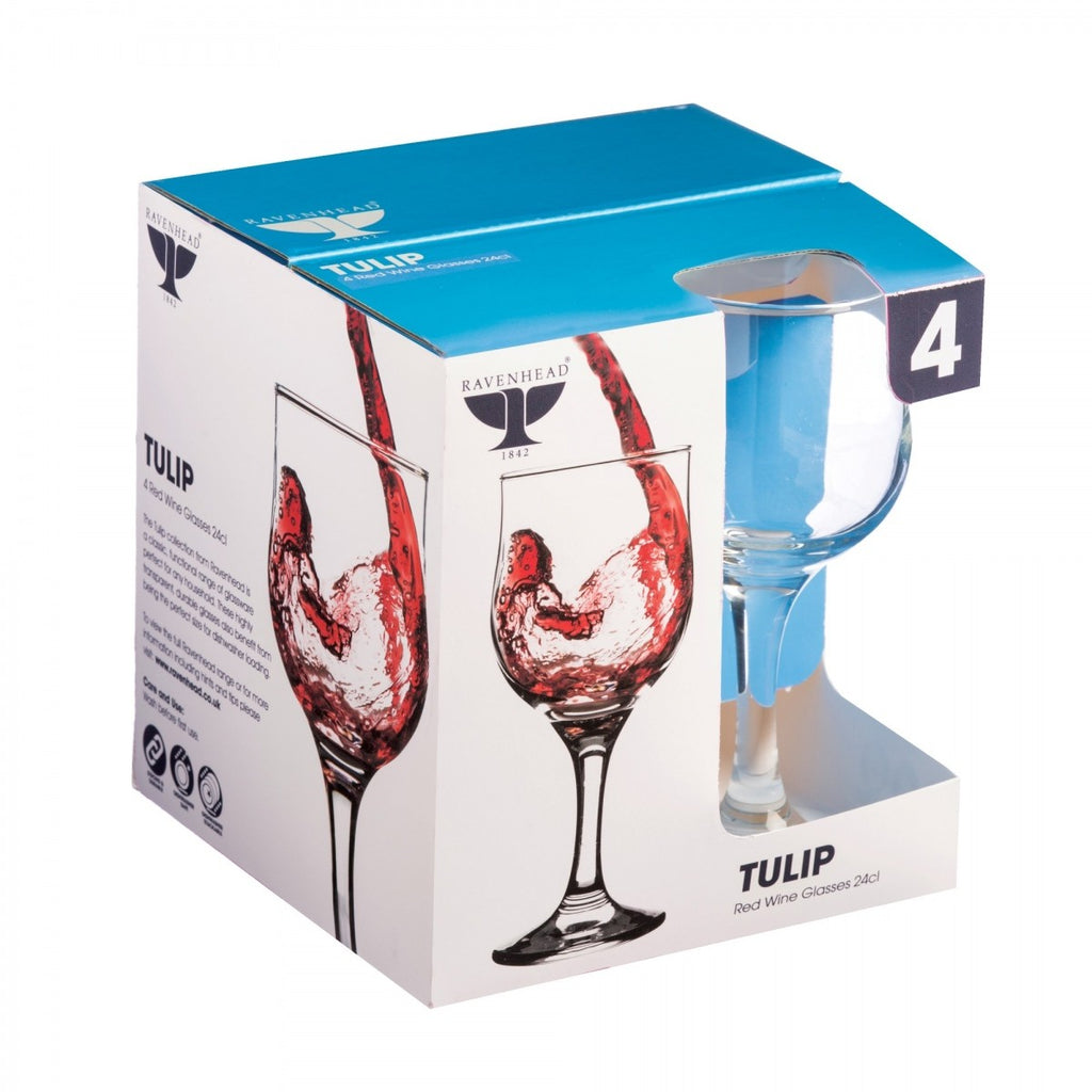 Ravenhead Tulip Red Wine Glasses, 24cl, Set Of 4