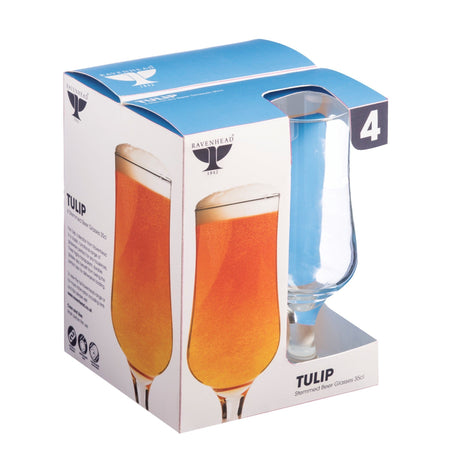 Ravenhead Tulip Stemmed Beer Glasses, 35cl, Set Of 4