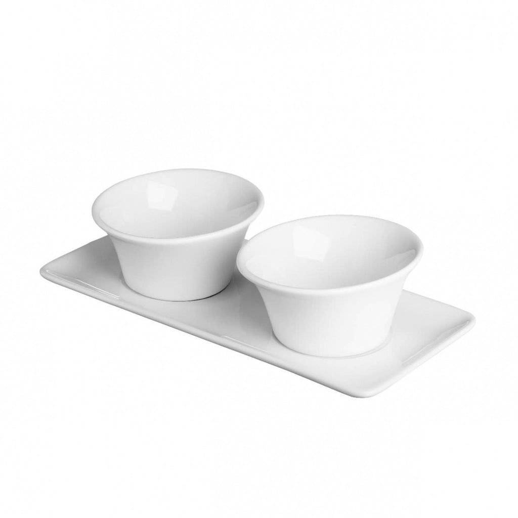 Image - Price & Kensington Simplicty Set of 2 Dip Dishes On Serving Tray