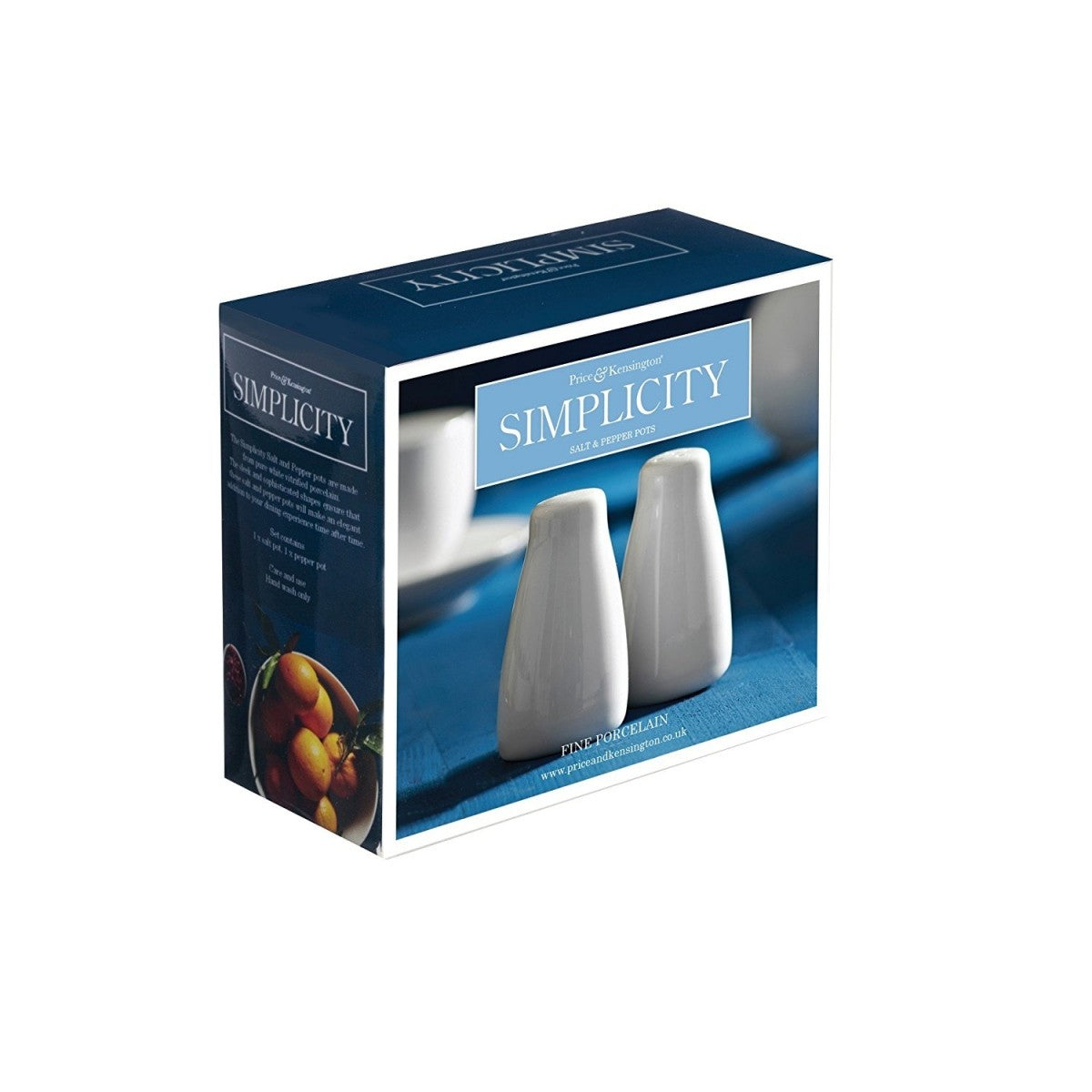 Price and Kensington Simplicity Salt & Pepper Pots, Set of 2, White