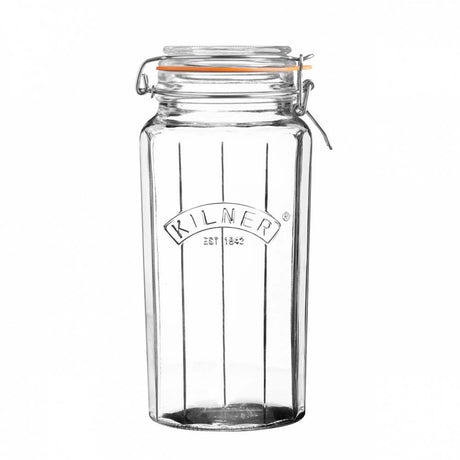 Image - Kilner Facetted Clip Top Jar, 1.8L, Transparent