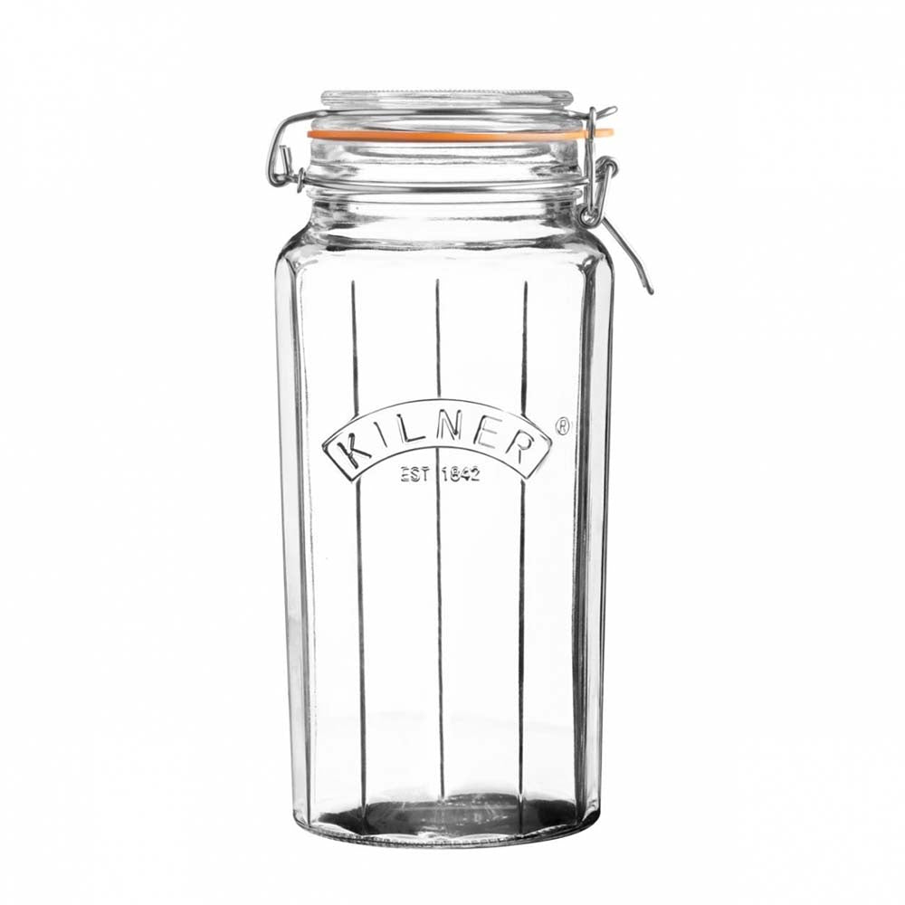Image - Kilner Facetted Clip Top Jar, 1.8L, Transparent