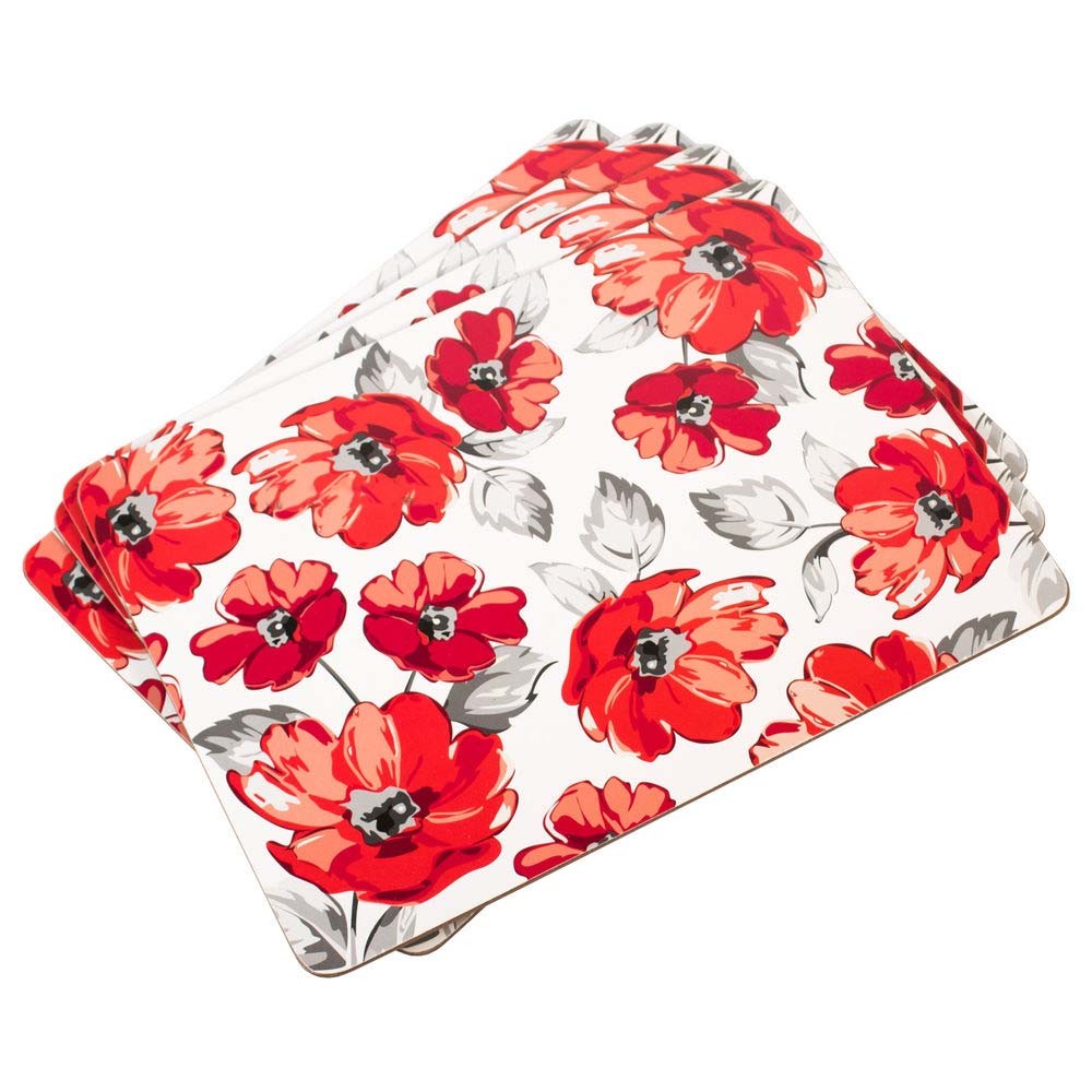 Image - Price & Kensington Posy Set of 4 Placemats, 29cm x 21.5cm, Red and White