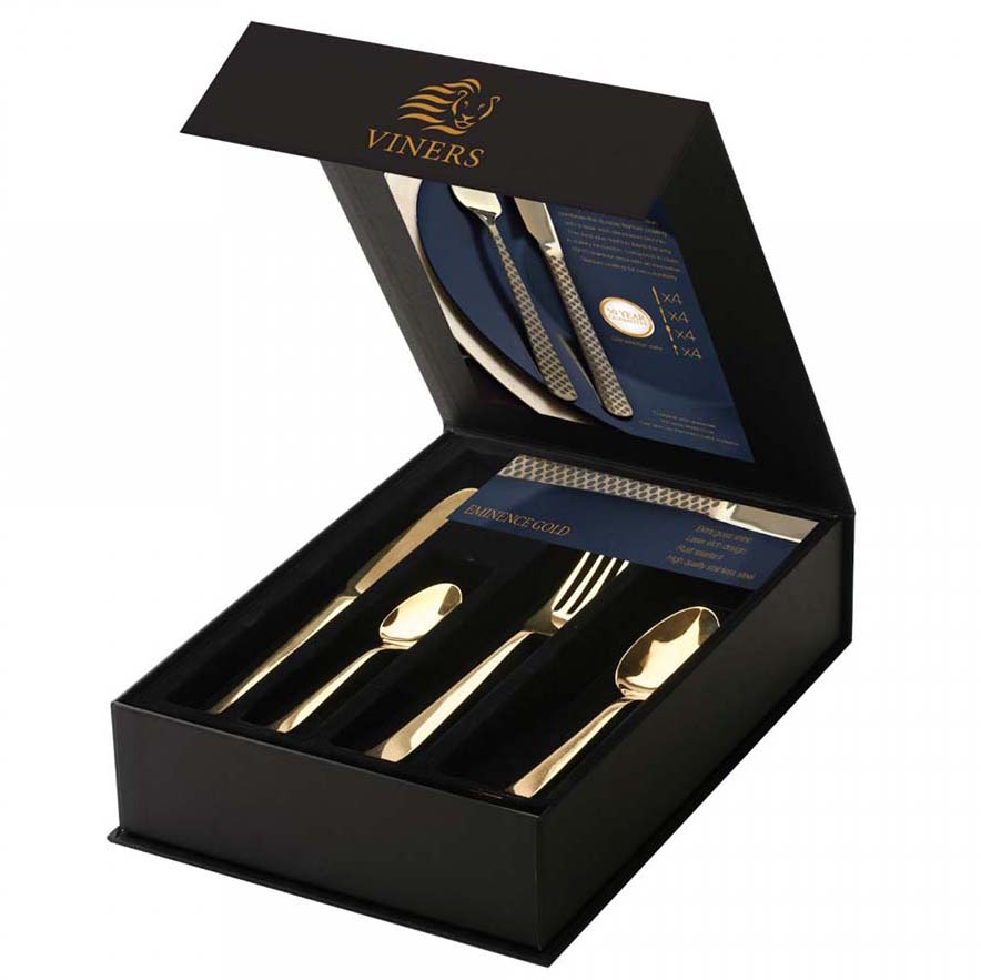 Image - Viners High Eminence Gold Stainless Steel Cutlery Set, 16 Piece, Gold