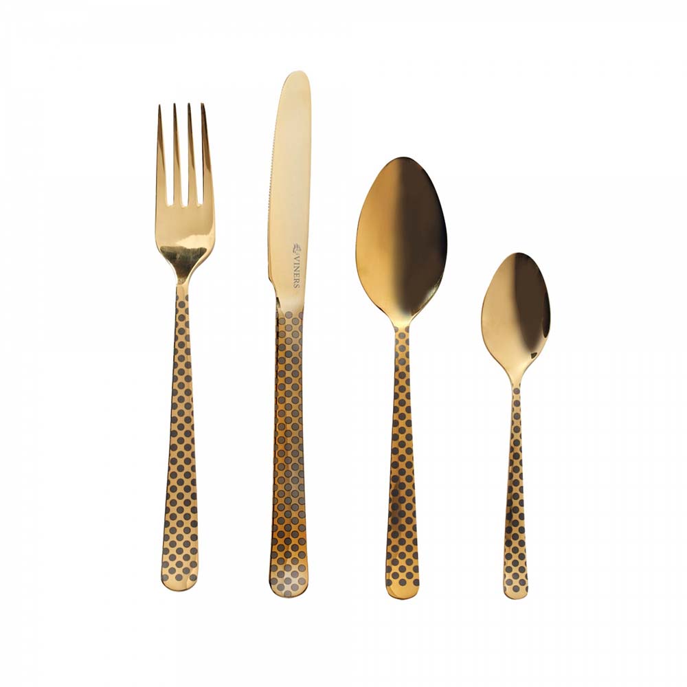 Image - Viners High Eminence Gold Stainless Steel Cutlery Set, 16 Piece, Gold
