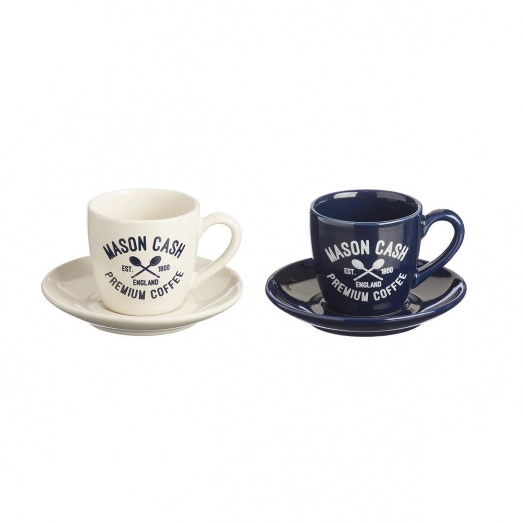 Image - Mason Cash Varsity Espresso Cups and Saucers, Set of 2