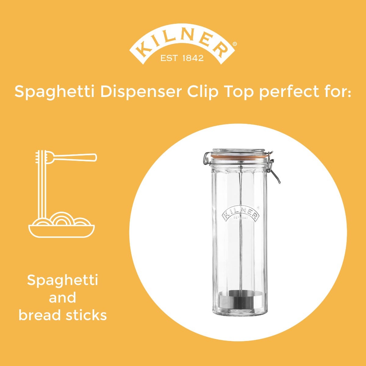 Image - Kilner Facetted Spaghetti Dispenser 2.2 Litre Gift Box