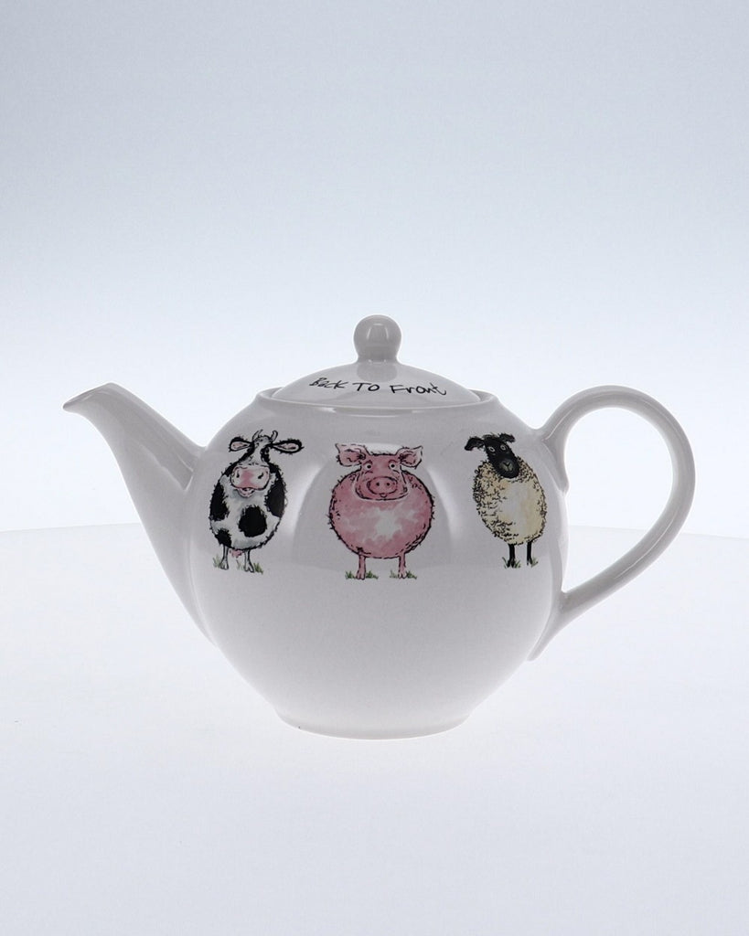 Image - Price and Kensington Back To Front Teapot, 800ml, White (Sheep, Pig and Cow)
