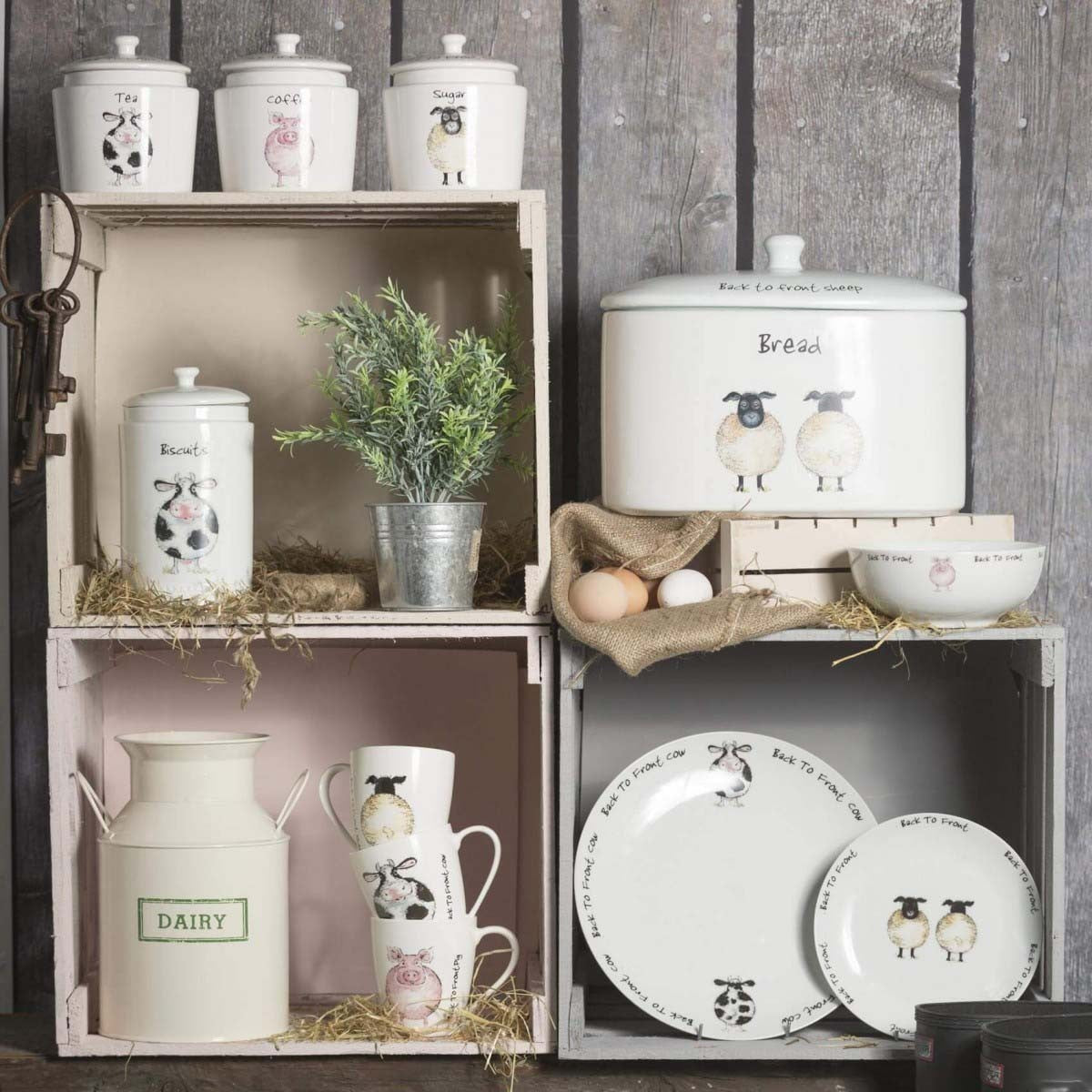 Image - Price & Kensington, Back To Front Butter Dish, White (Hen, Duck & Sheep)