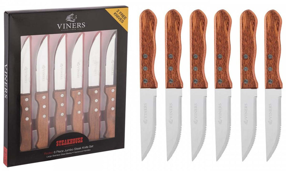 Stainless Steel 6-Piece Steak Knife Set, Viners