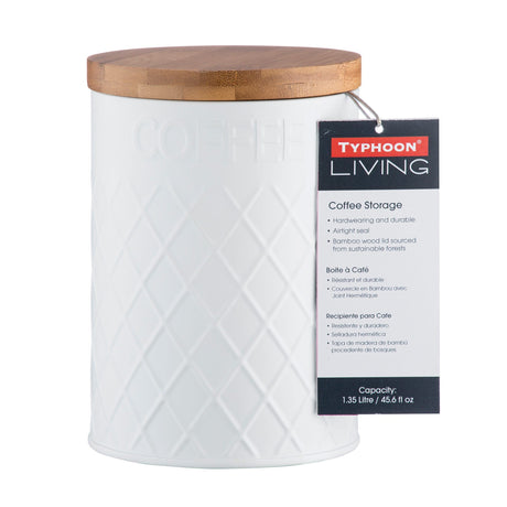 Viners Embossed Coffee Storage, White