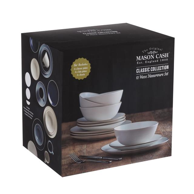 Mason Cash Classic Collection Dinner Set, Cream, Set of 12