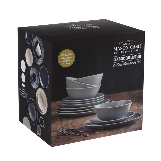 Mason Cash Classic Collection Dinner Set, Set of 12, Grey