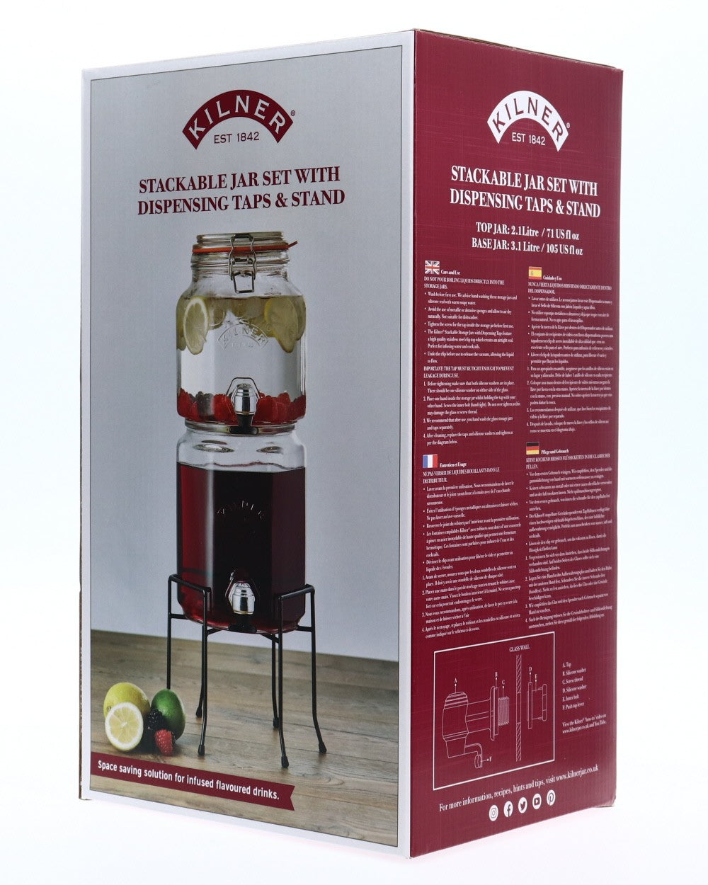 Image - Kilner Stackable Jar Set With Taps & Stand, Clear