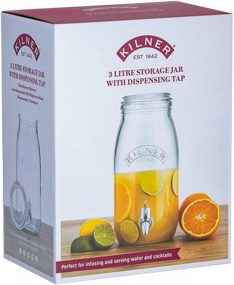 Image - Kilner Drinks Dispenser 3 Litre In Gift Box, Clear
