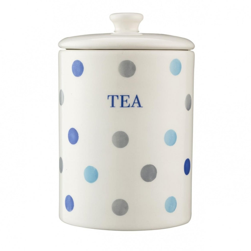 Image - Price & Kensington Padstow Tea Storage Jar, Polka Dot, 15cm, Blue & Grey