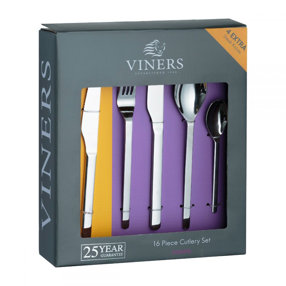 Image - Viners Sonata 18/0 16 Pce Cutlery Set + Steak Knives Gift Box