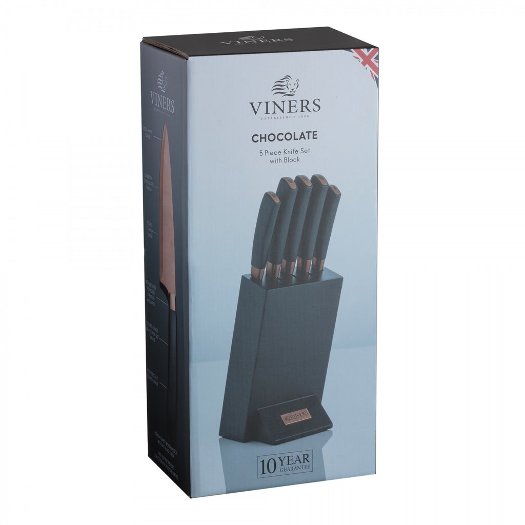 Image - Viners Chocolate 5 Piece Knife Block Set Giftbox