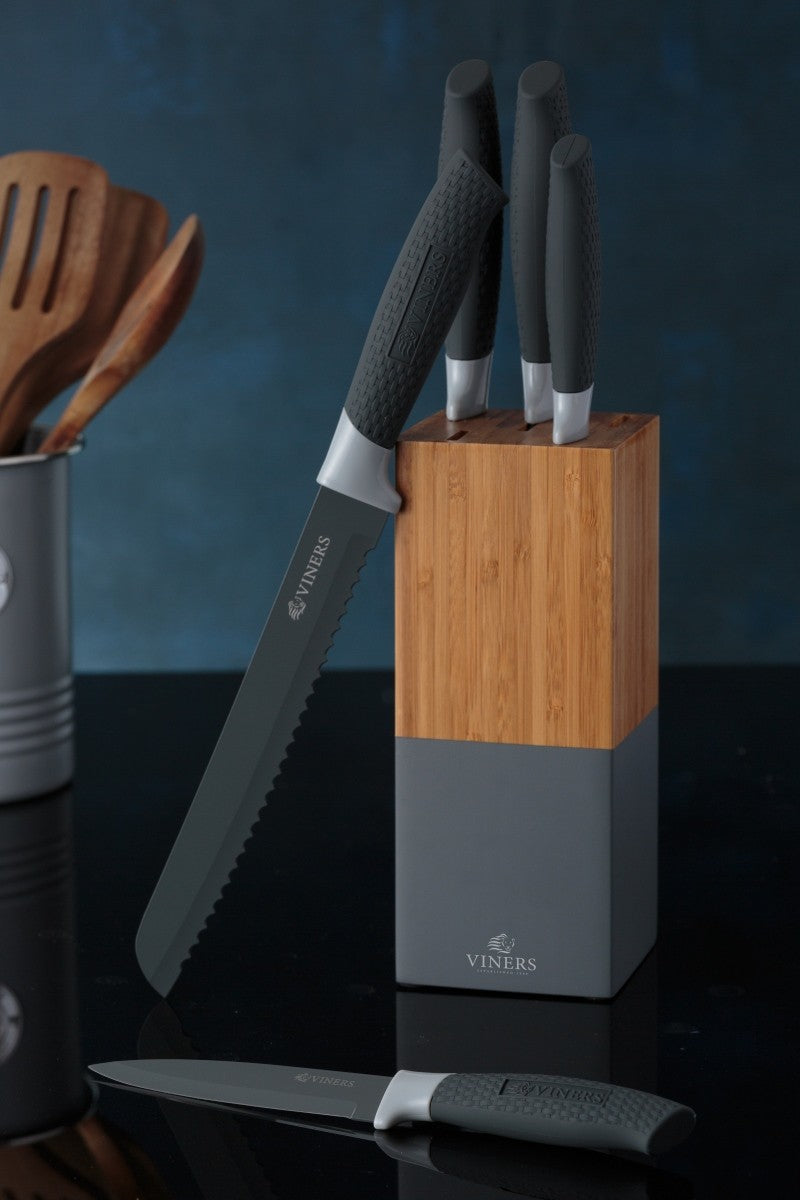 Image - Viners Horizon Knife Block Set, 5pc, Grey