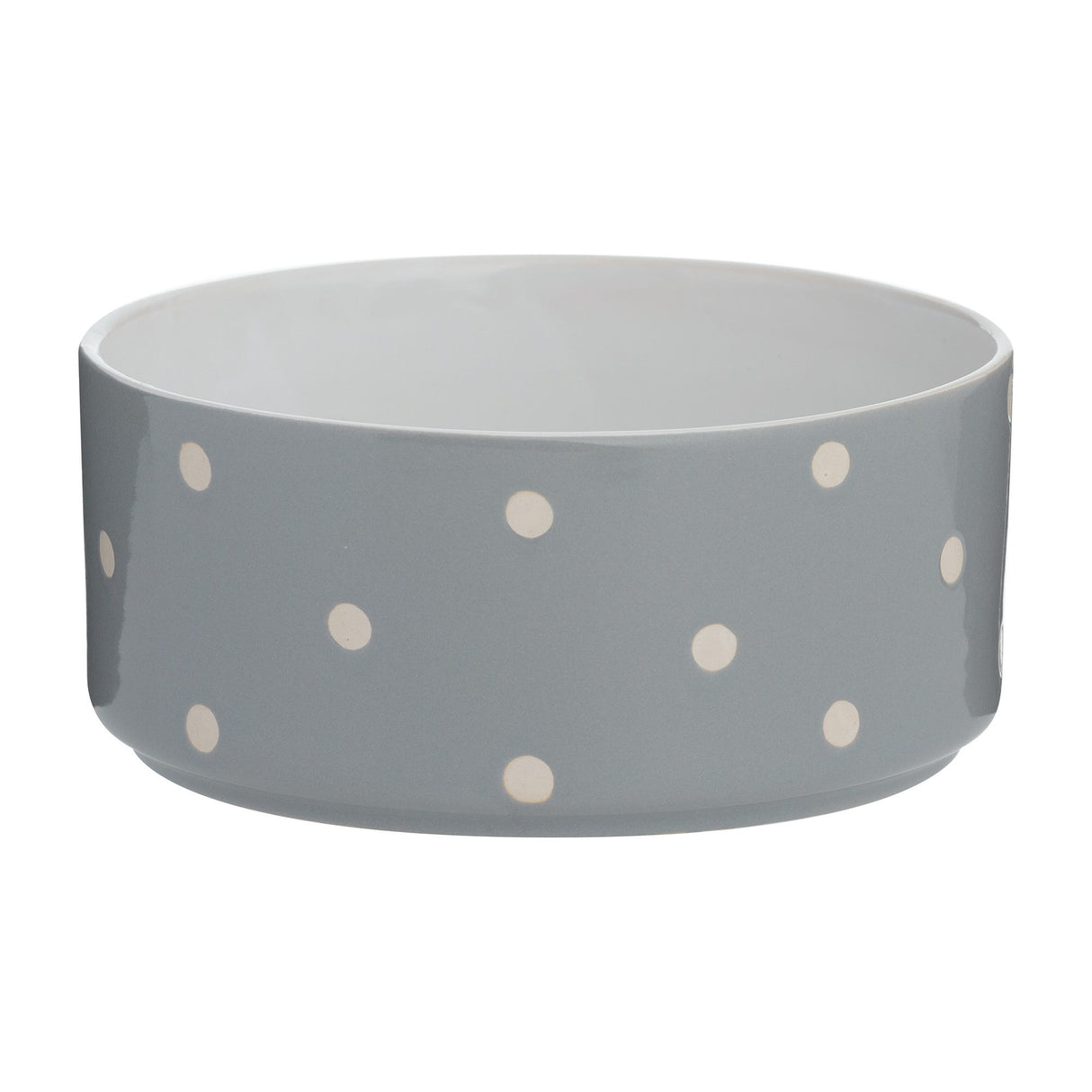 Mason Cash Polka Dot Dog Bowl, Grey, 18cm