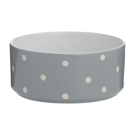 Mason Cash Polka Dot Dog Bowl, Grey, 18cm