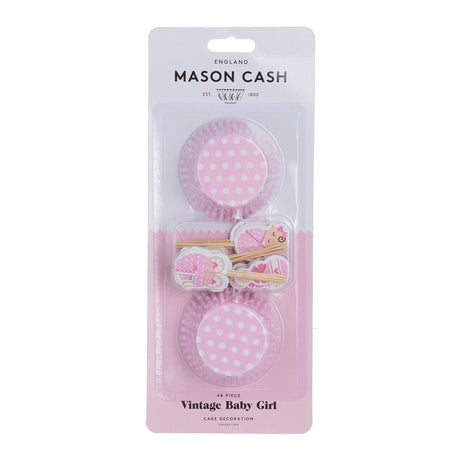 Image - Mason Cash 48 Vintage Baby Girl Cupcake Case & Toppers