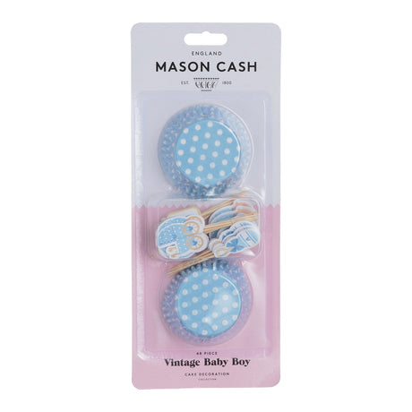Mason Cash 48 Vintage Baby Boy Cupcake Case & Toppers