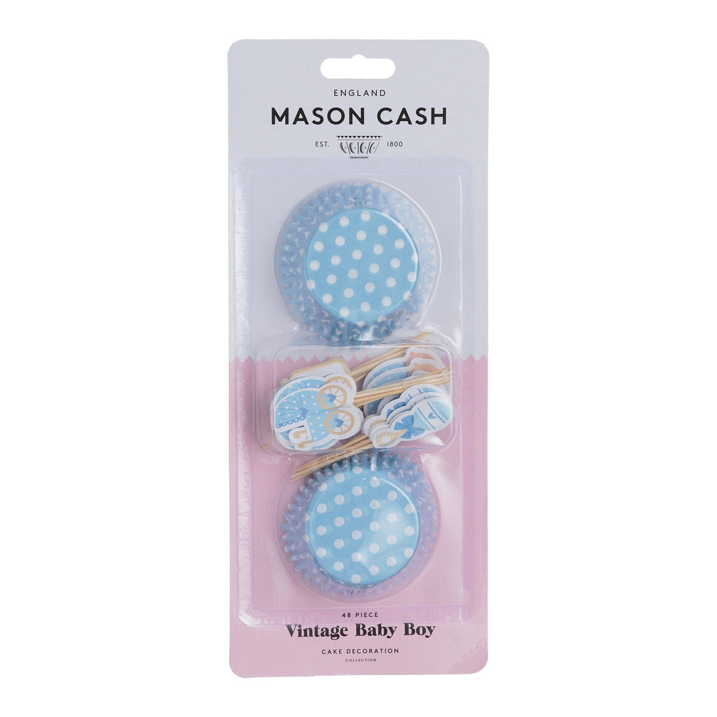 Image - Mason Cash 48 Vintage Baby Boy Cupcake Case & Toppers