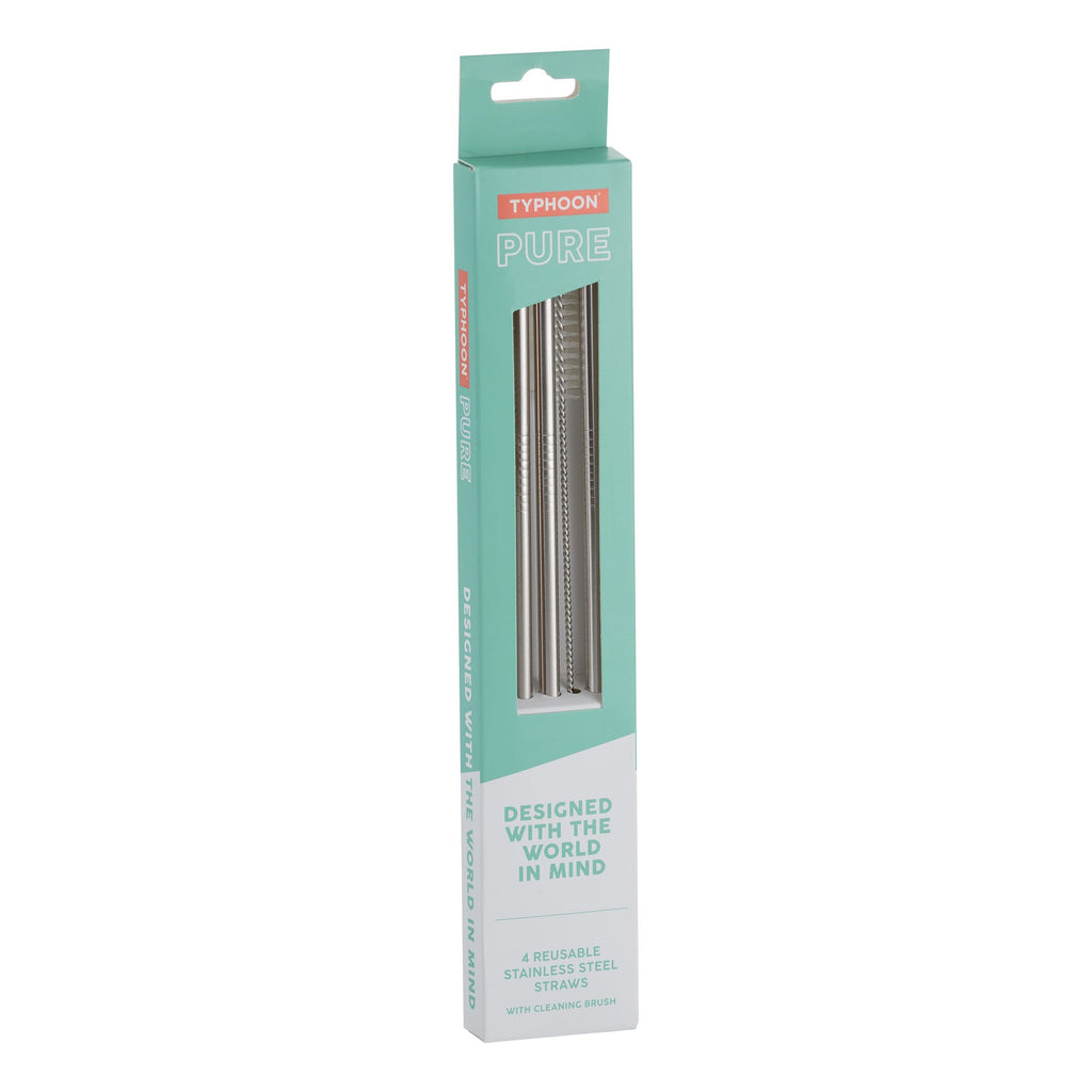Image - Typhoon Pure Set Of 4 Steel Straws With Brush