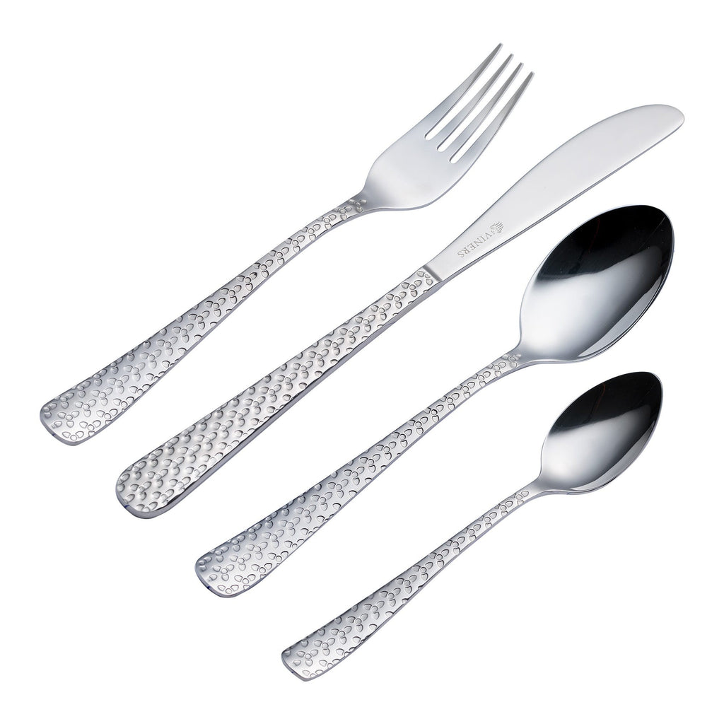 Image - VINERS Everyday Fleur 18/0 Stainless Steel Cutlery Set, 16pc, Silver, Giftbox