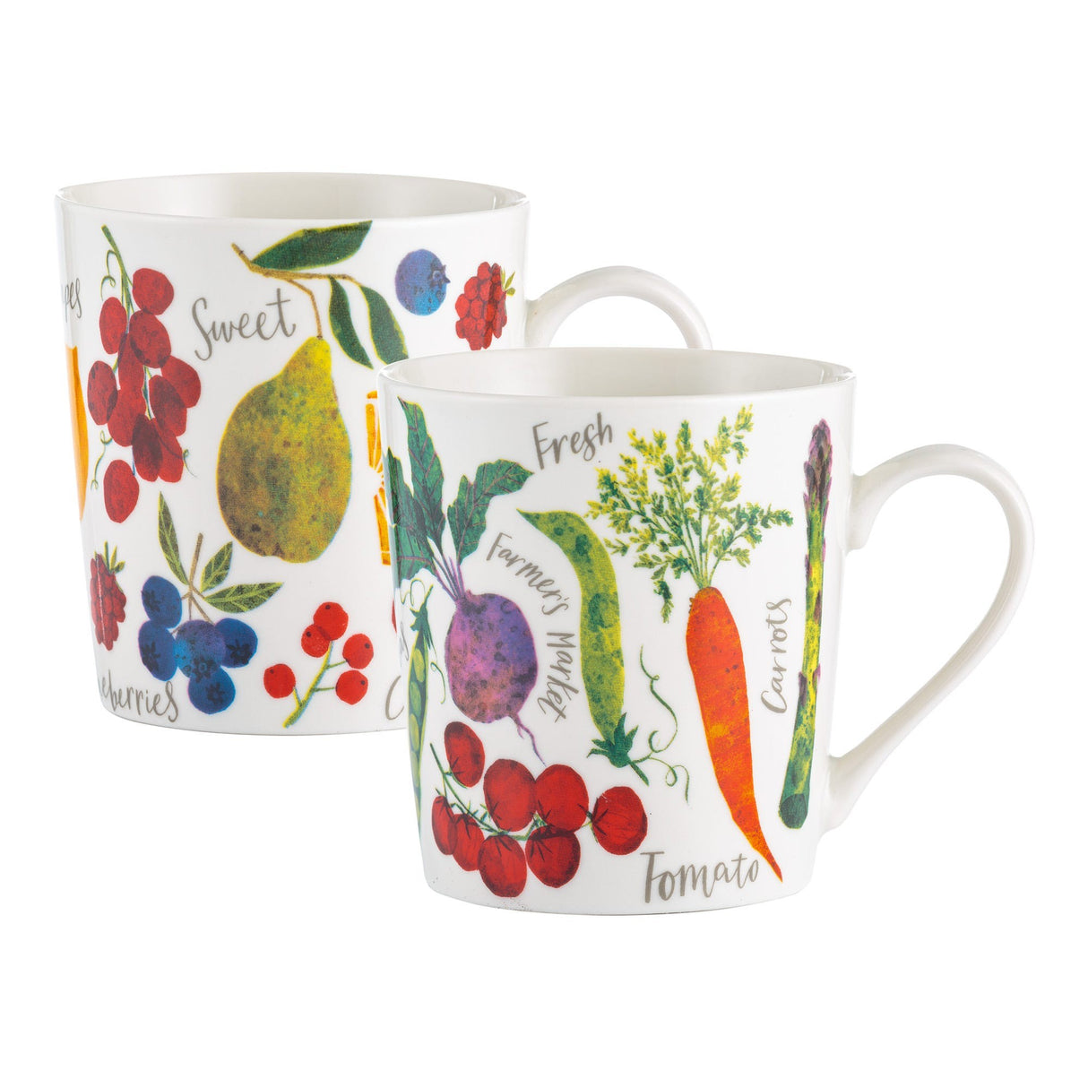 Price & Kensington Farmers Market Assorted Fine China Mugs, 340ml