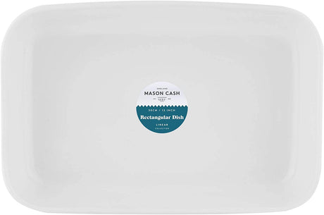 Mason Cash Linear Rectangular Dish, White, 30cm