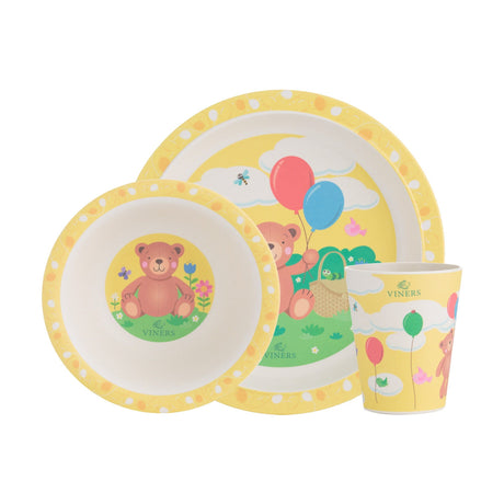 Image - Viners Bertie 3pce Bamboo Fibre Kids Dinnerware Set