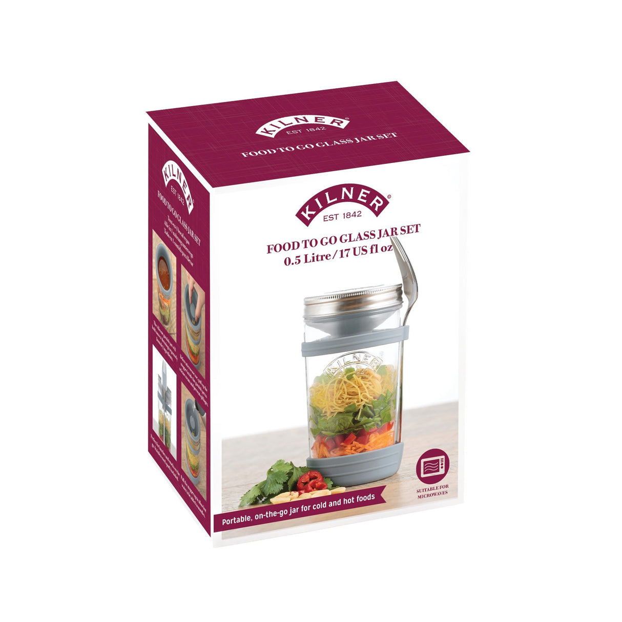 Image - Kilner All In 1 Food To Go Jar Set, Grey