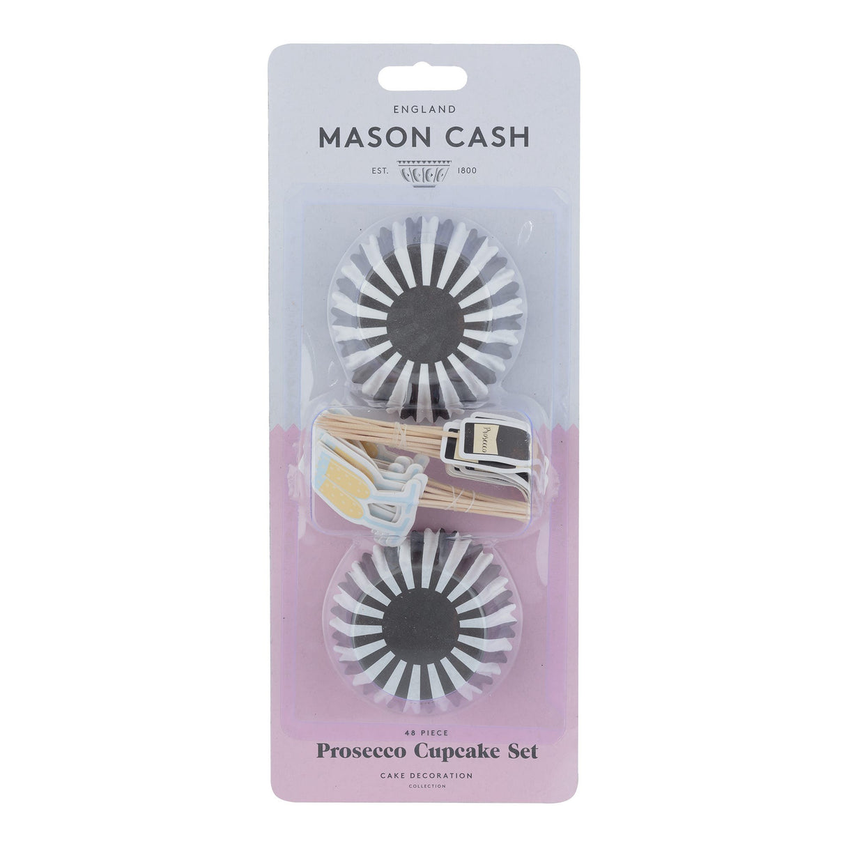 Mason Cash Prosecco Cupcake Case & Toppers, 48 Pieces 