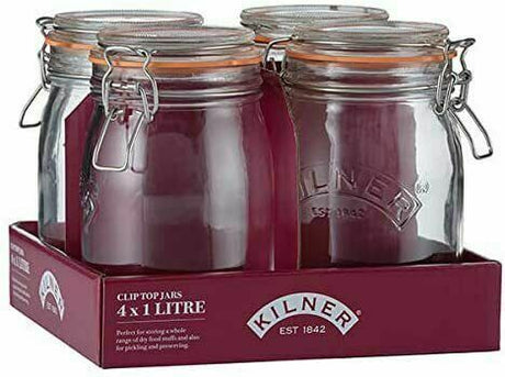Image - Kilner Clip Top Round Jar 1 Litre Tray Of 4