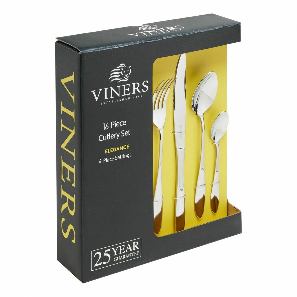 Image - Viners Elegance 18/0 Stainless Steel Cutlery Set, 16pcs, Silver