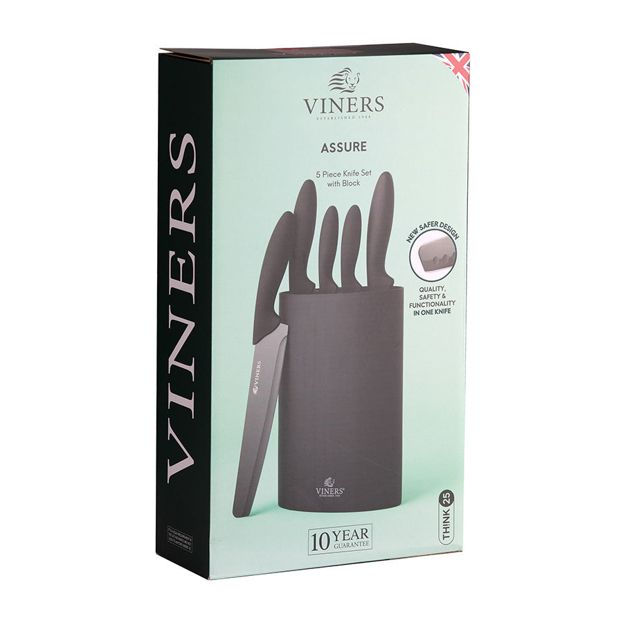 Image - Viners Assure Knife Block Set, 6pcs, Black