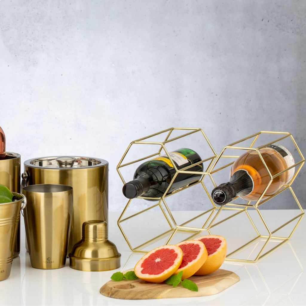 Image - Viners Barware Gold Bottle Rack