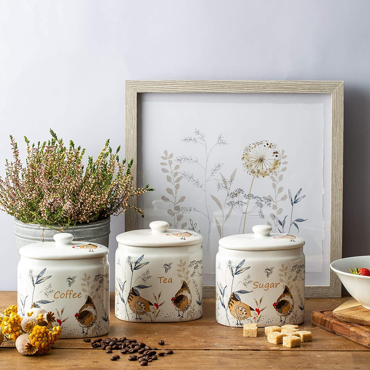 Price & Kensington Country Hens Sugar Storage Jar, White