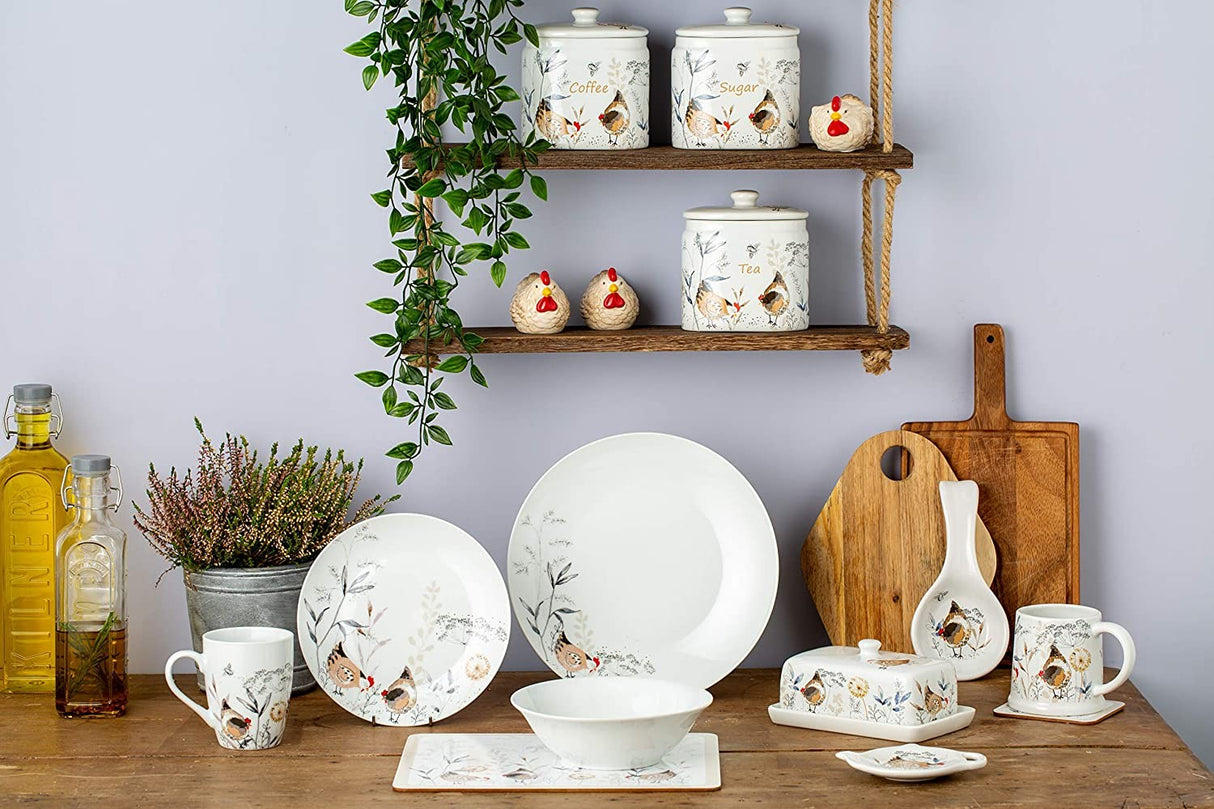 Price & Kensington Country Hens Sugar Storage Jar, White