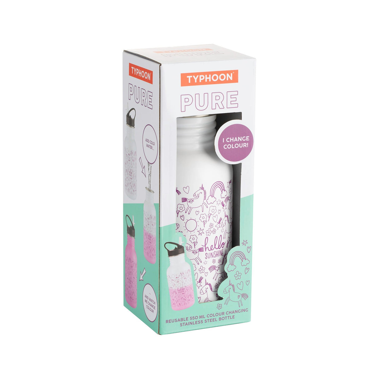 Typhoon Pure Kids Colour Change Hello Bottle, 550ml