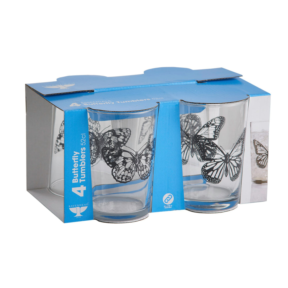 Ravenhead Butterfly Clear Tumblers, Set Of 4, 52cl