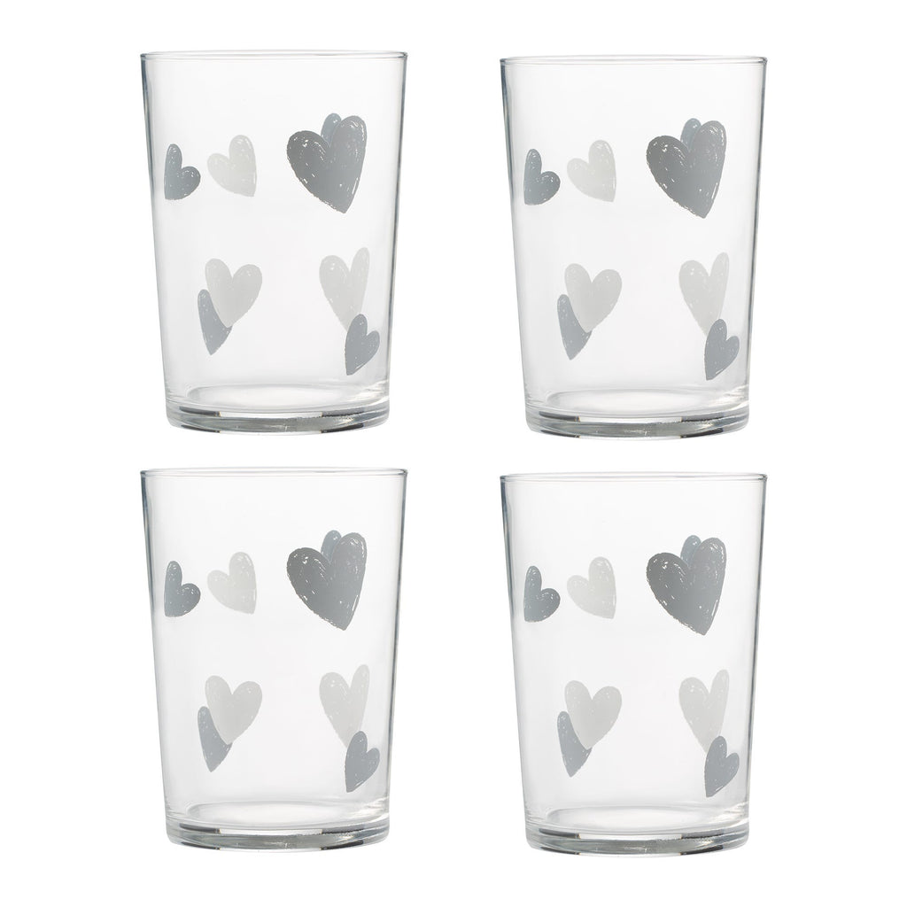 Ravenhead Hearts Glass Clear Tumblers, 52cl, Set Of 4 