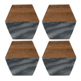  Typhoon Elements Marble/ Acacia Coasters, Set Of 4