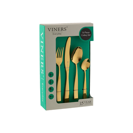 Image - Viners Everyday Purity Gold 18/0 16 Piece Cutlery Set